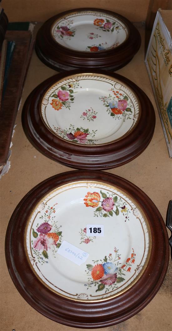 5 English china flower painted plates
